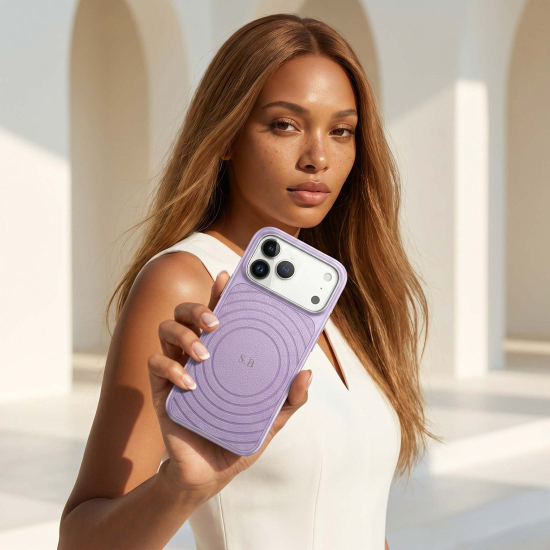Purple Personalized Magnetic iPhone Case With Leather