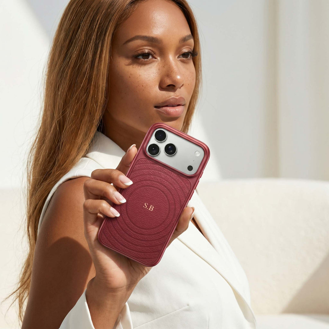 Wine Personalized Magnetic iPhone Case With Leather