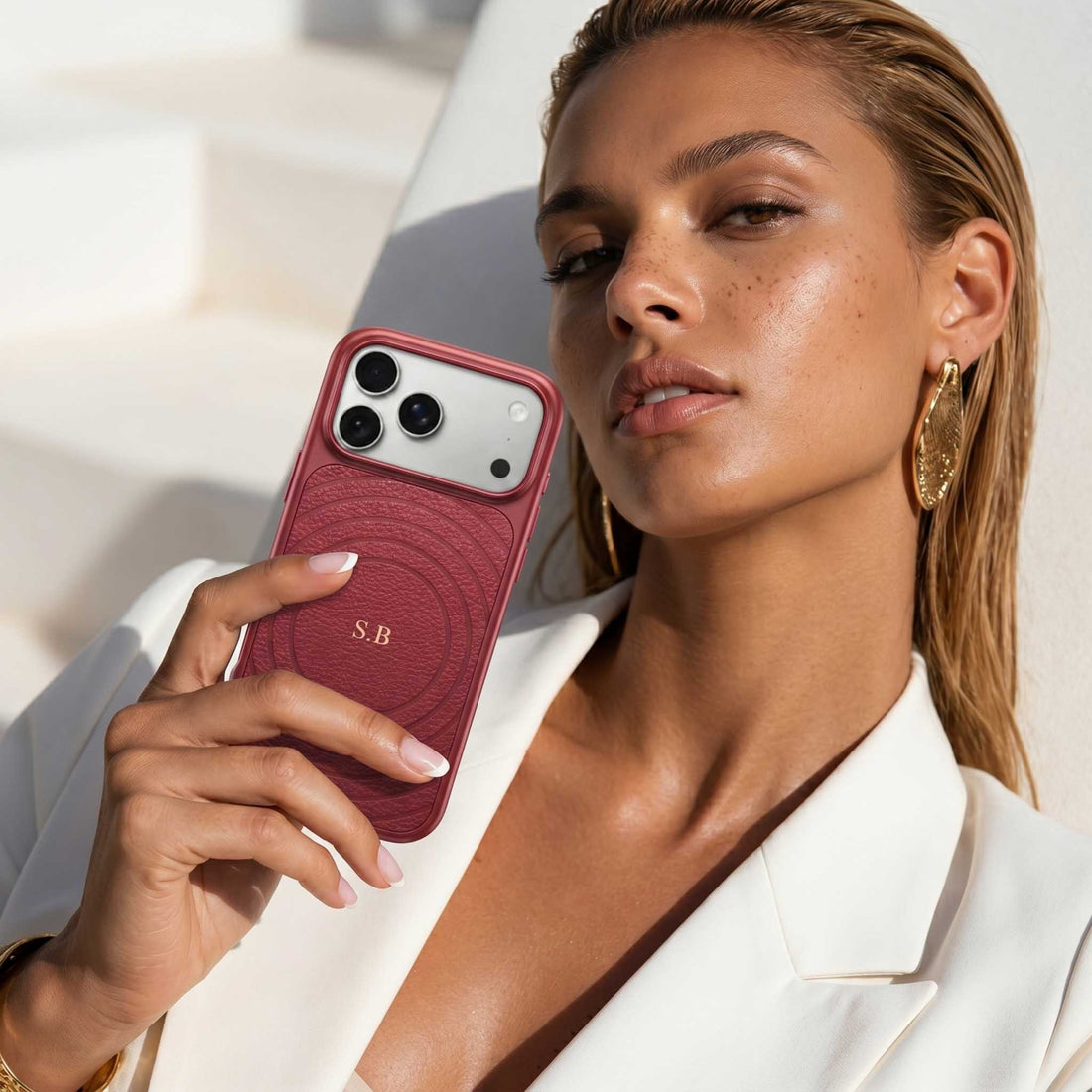 Wine Personalized Magnetic iPhone Case With Leather