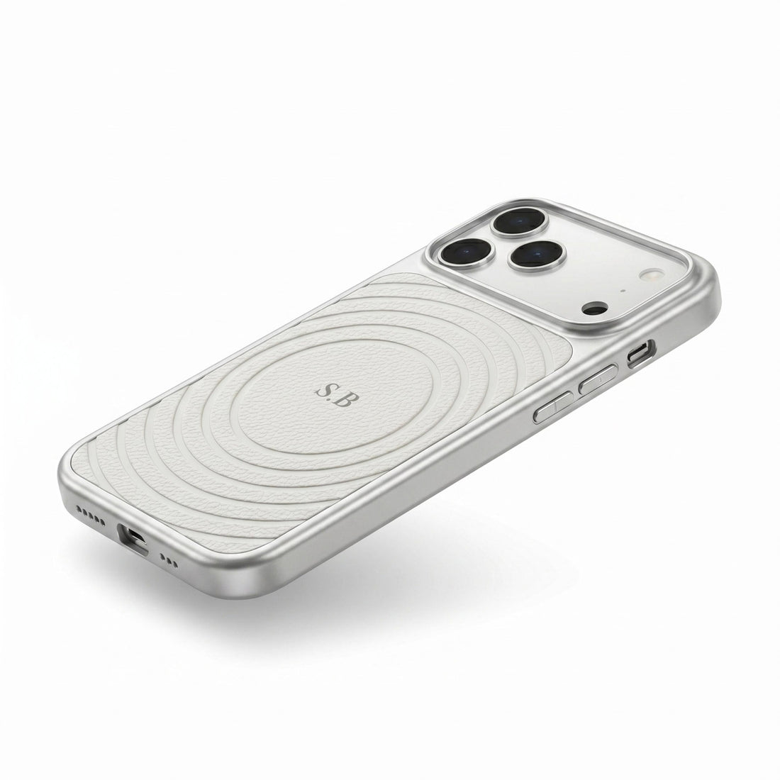 White Personalized Magnetic iPhone Case With Leather