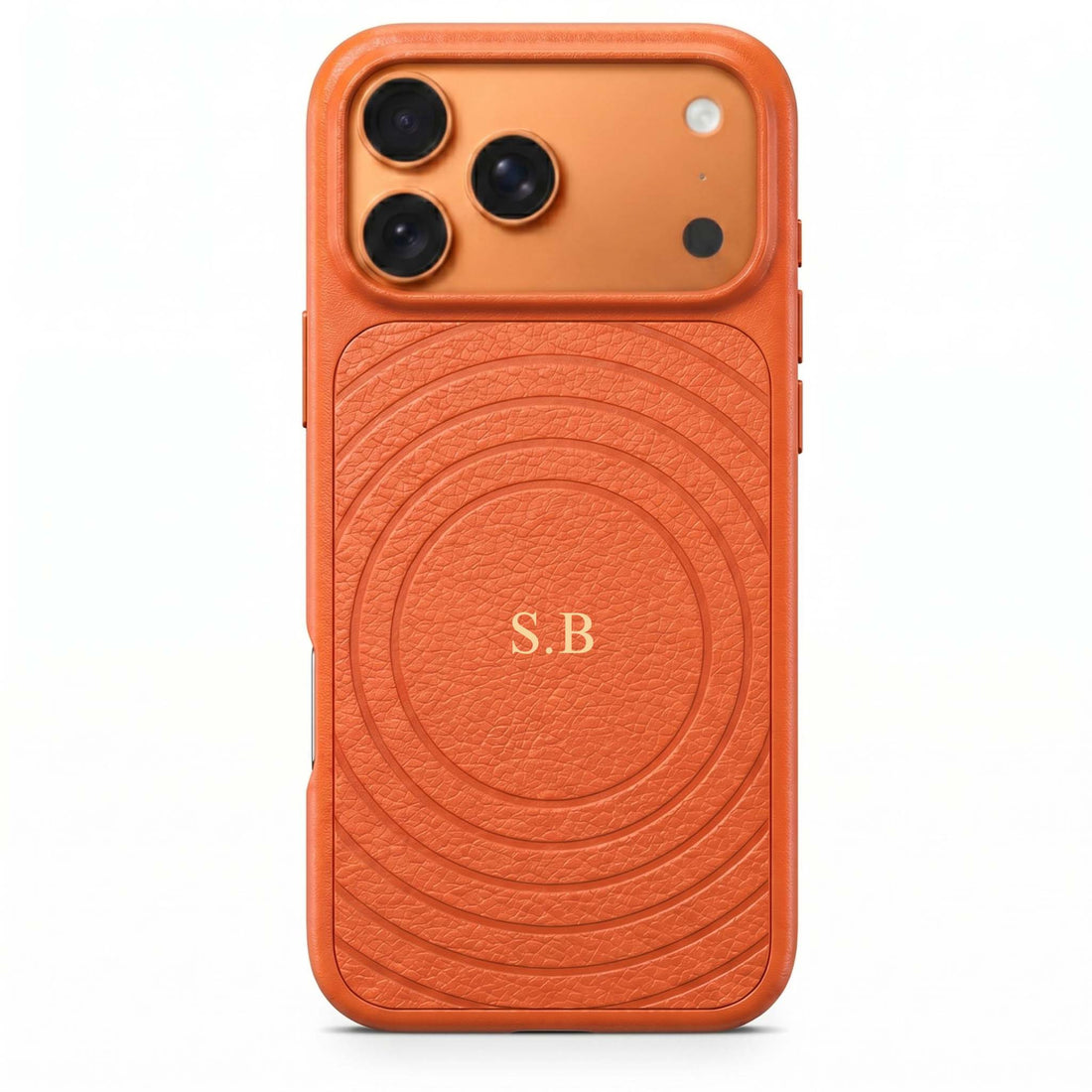 Orange Personalized Magnetic iPhone Case With Leather