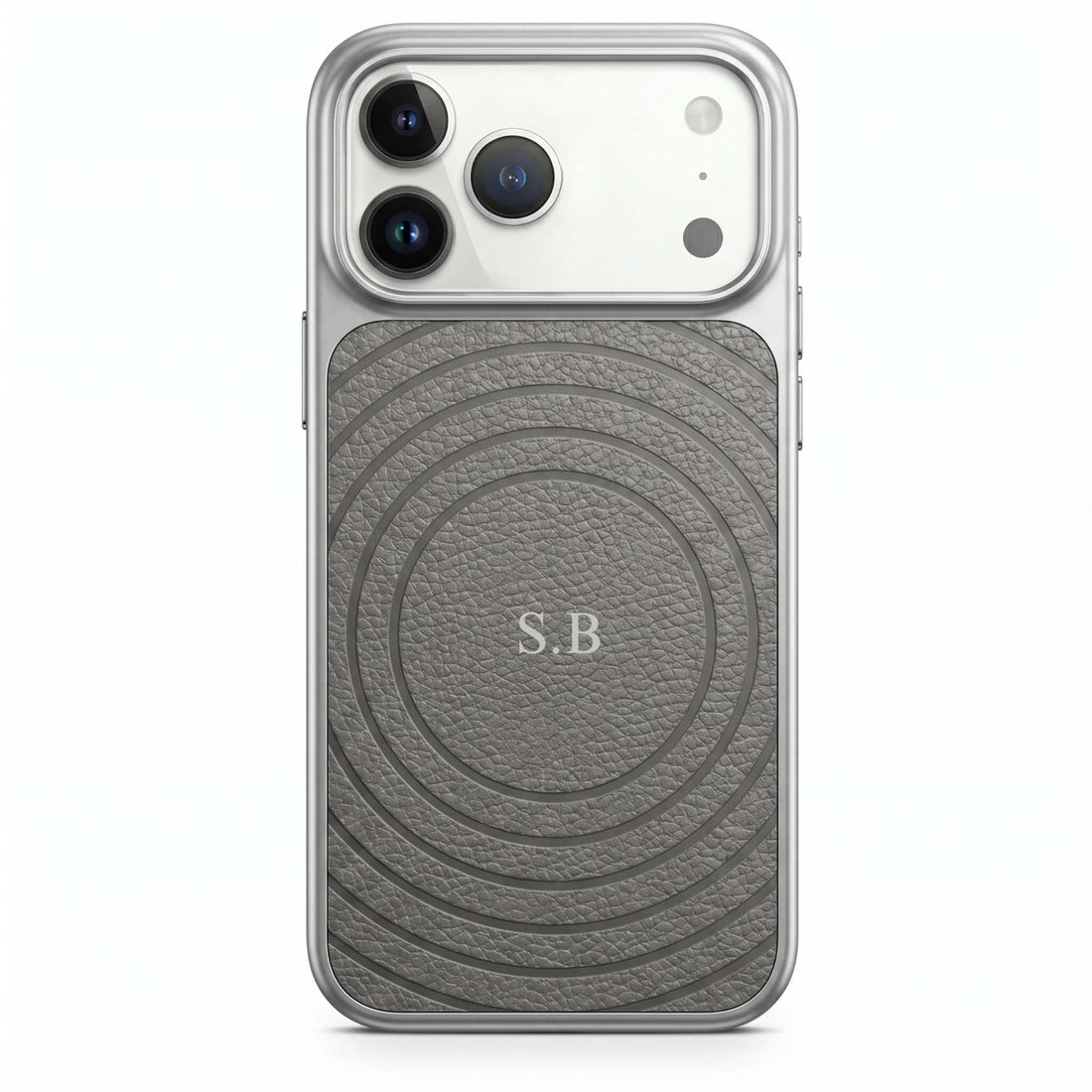 Gray Personalized Magnetic iPhone Case With Leather