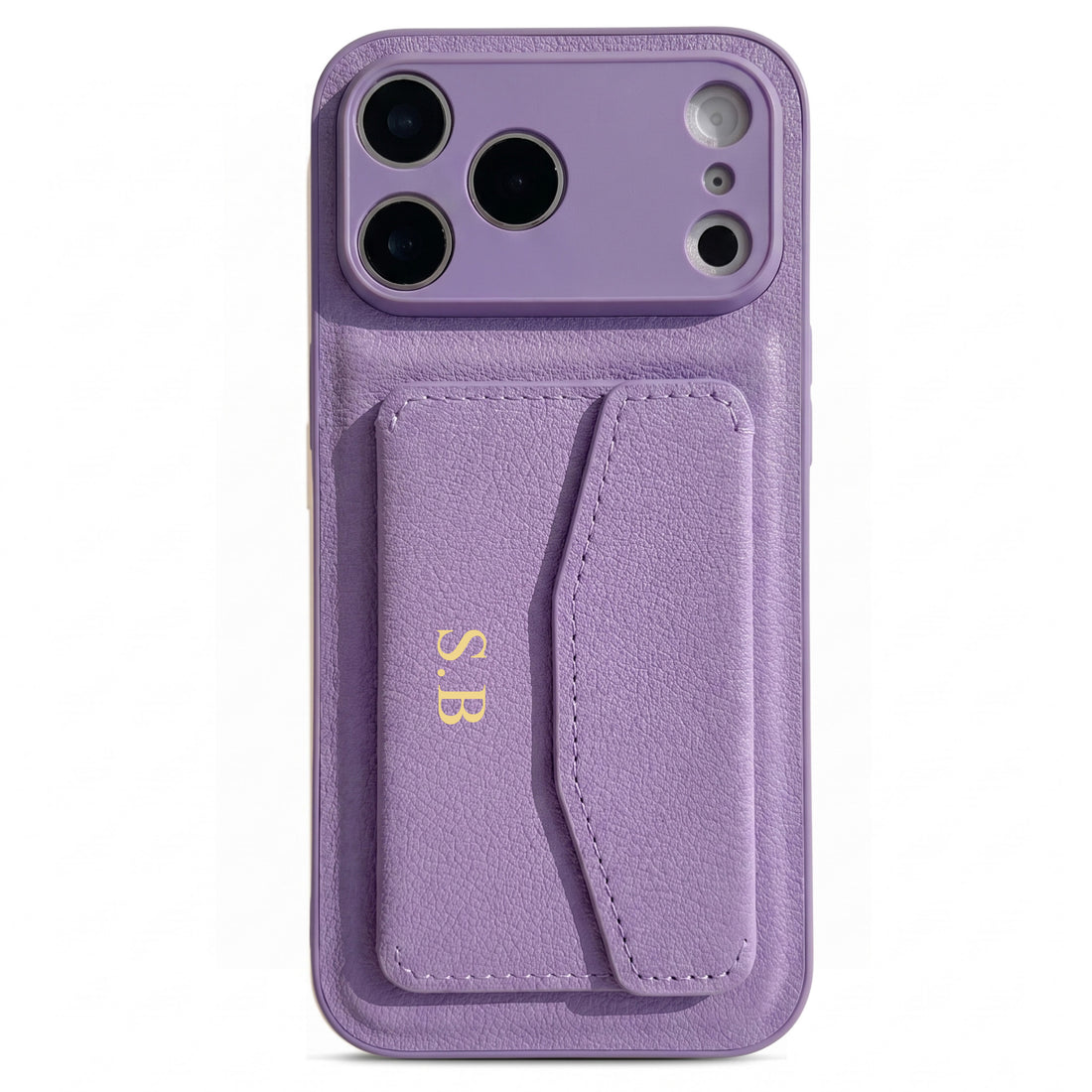 Purple Leather iPhone Case With Card Holder