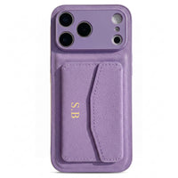 Purple Leather iPhone Case With Card Holder