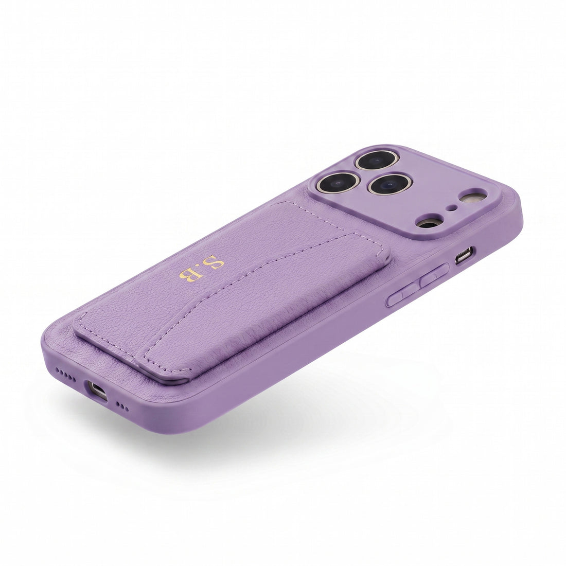 Purple Leather iPhone Case With Card Holder