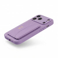 Purple Leather iPhone Case With Card Holder