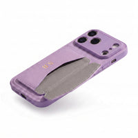 Purple Leather iPhone Case With Card Holder