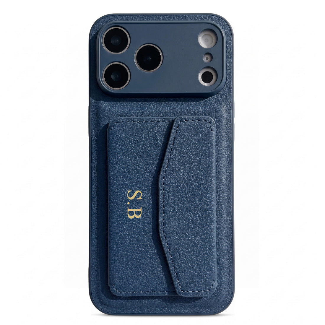 Blue Leather iPhone Case With Card Holder