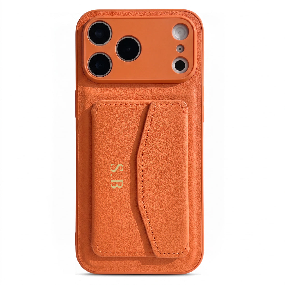 Orange Leather iPhone Case With Card Holder