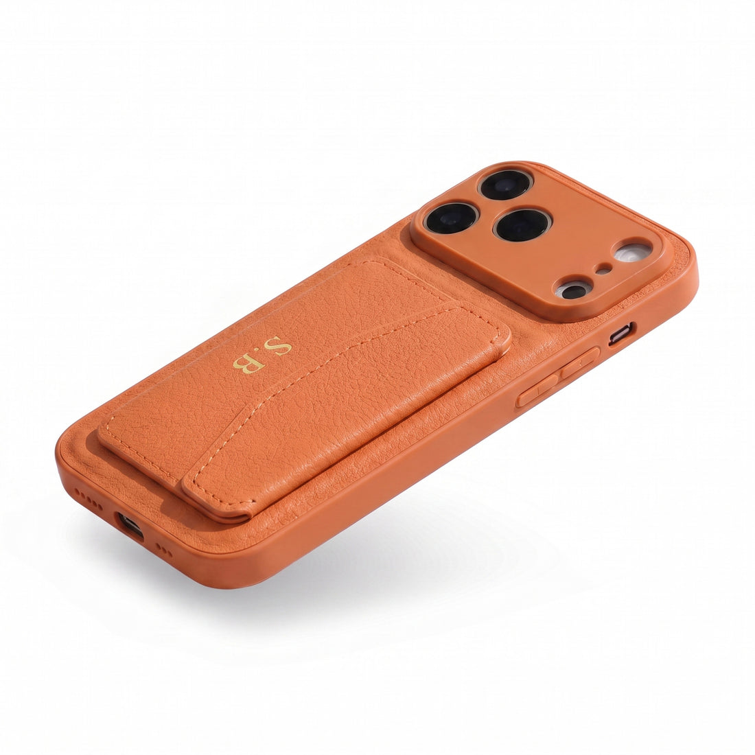 Orange Leather iPhone Case With Card Holder