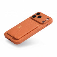 Orange Leather iPhone Case With Card Holder