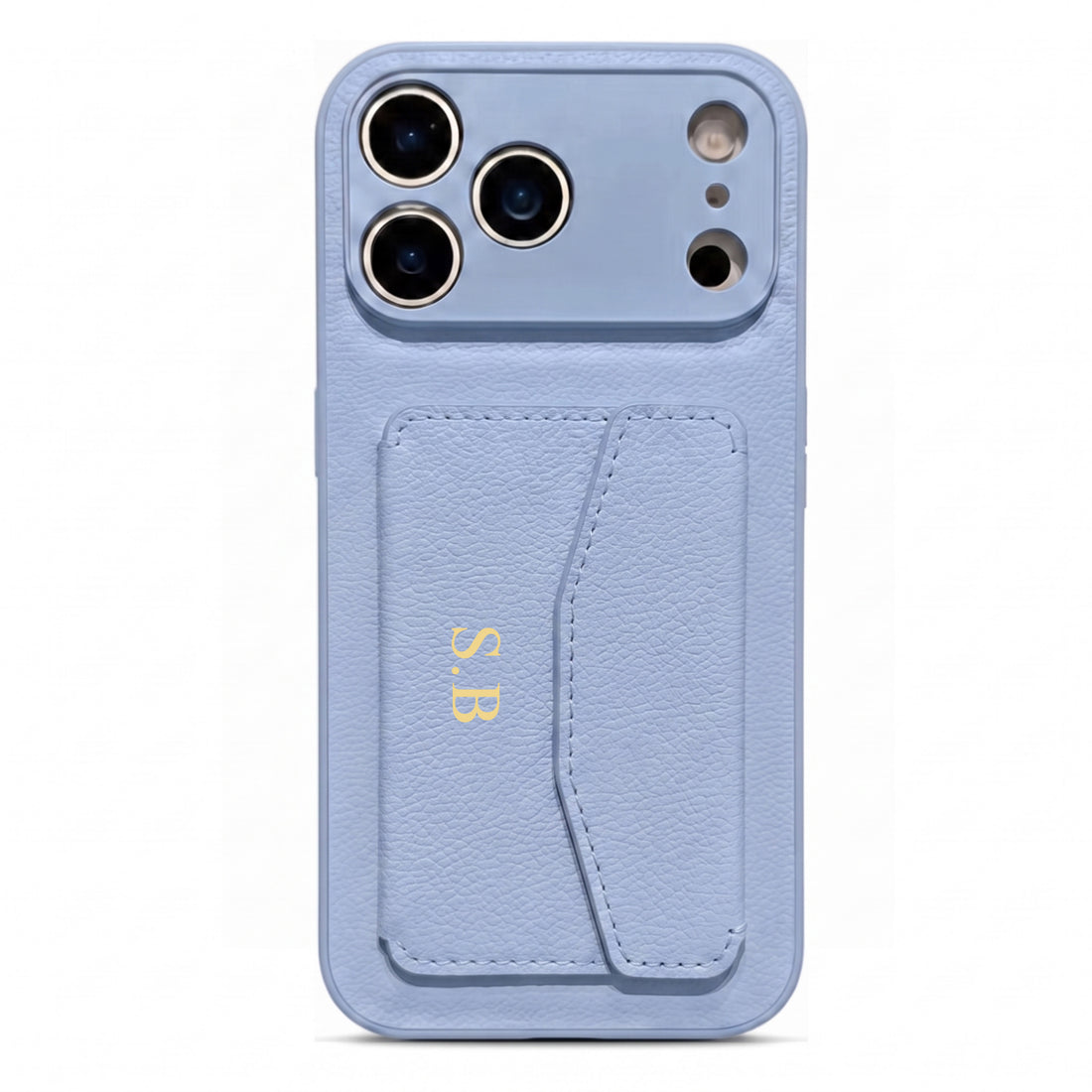 Light Blue Leather iPhone Case With Card Holder
