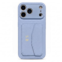 Light Blue Leather iPhone Case With Card Holder