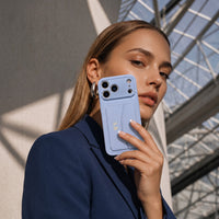 Light Blue Leather iPhone Case With Card Holder