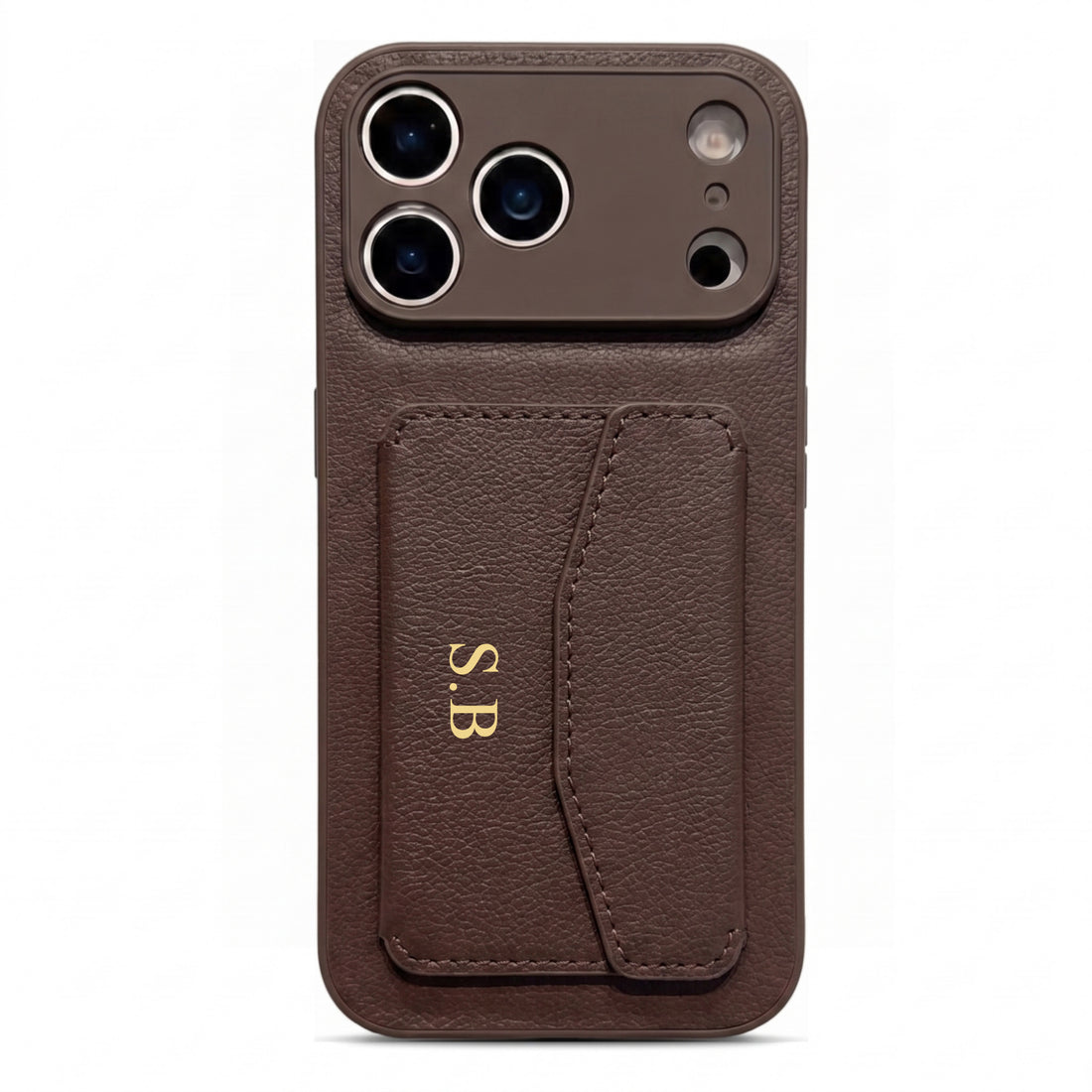 Brown Leather iPhone Case With Card Holder