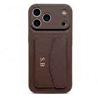 Brown Leather iPhone Case With Card Holder