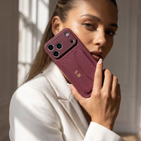 Wine Leather iPhone Case With Card Holder