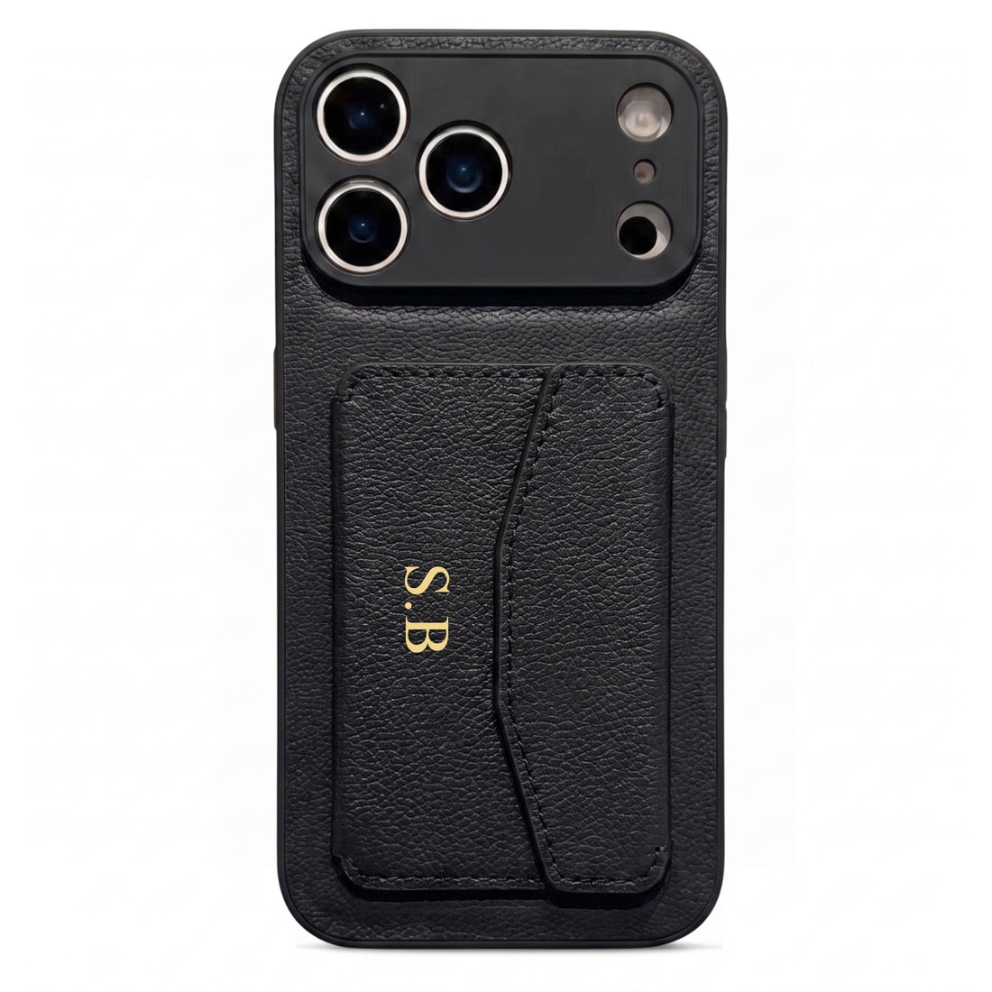 Black Leather iPhone Case With Card Holder