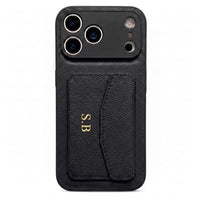 Black Leather iPhone Case With Card Holder