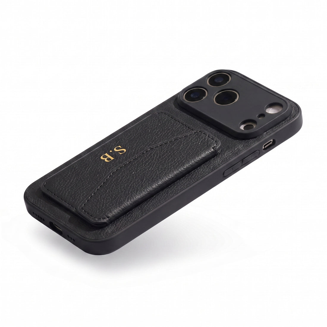 Black Leather iPhone Case With Card Holder