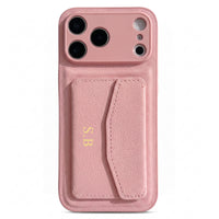 Pink Leather iPhone Case With Card Holder