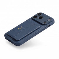 Blue Leather iPhone Case With Card Holder