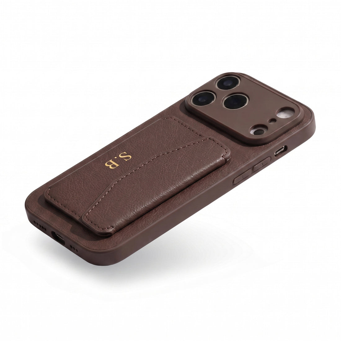 Brown Leather iPhone Case With Card Holder
