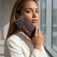 Brown Leather iPhone Case With Card Holder