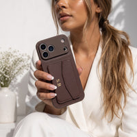 Brown Leather iPhone Case With Card Holder