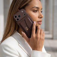 Brown Leather iPhone Case With Card Holder