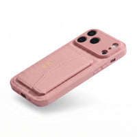 Pink Leather iPhone Case With Card Holder