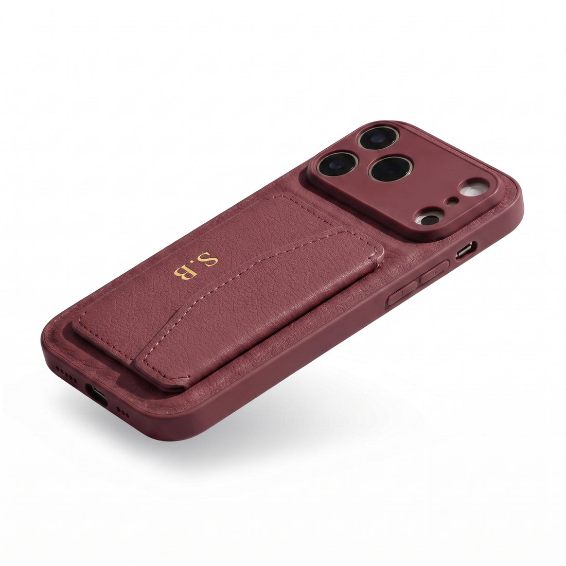 Wine Leather iPhone Case With Card Holder