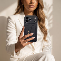 Black Leather iPhone Case With Card Holder