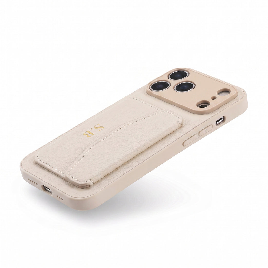 White Leather iPhone Case With Card Holder