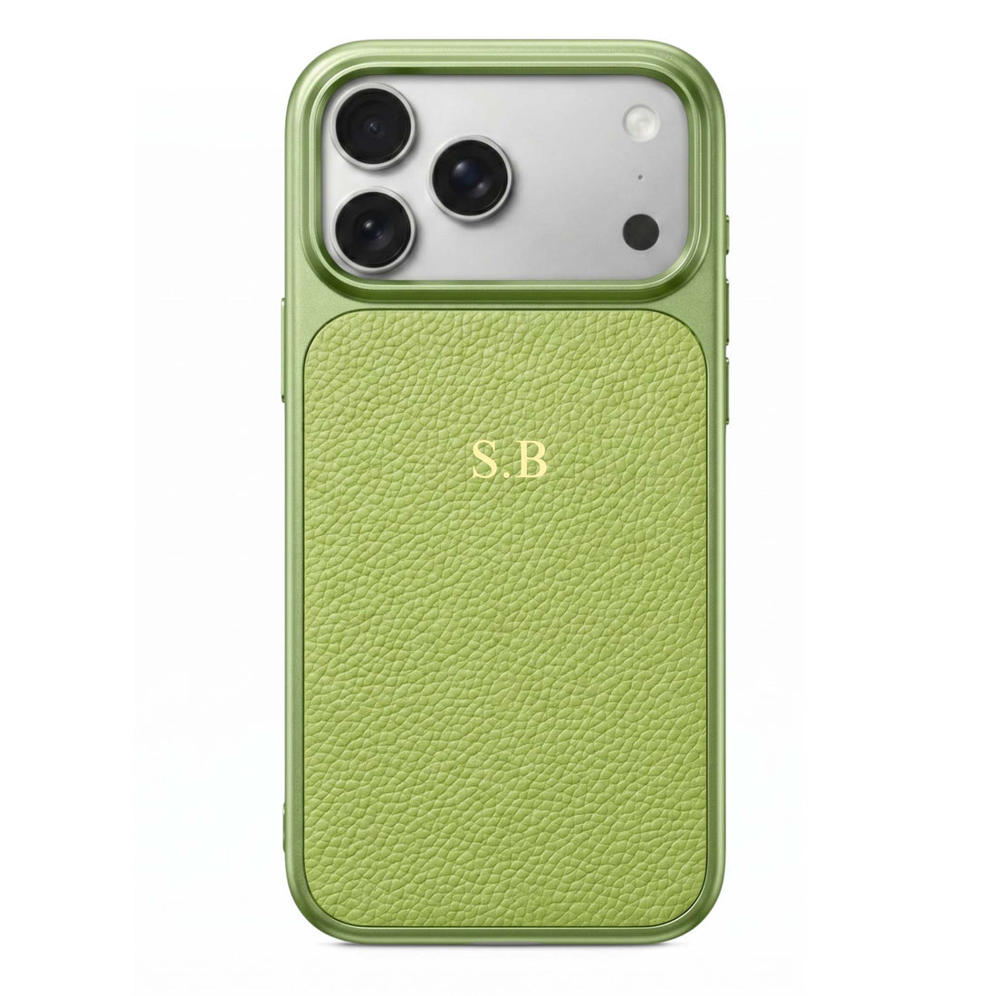 Green Personalized iPhone Case With Leather