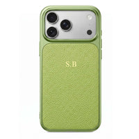 Green Personalized iPhone Case With Leather
