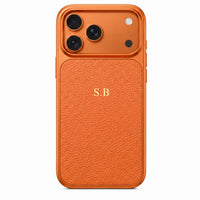 Orange Personalized iPhone Case With Leather
