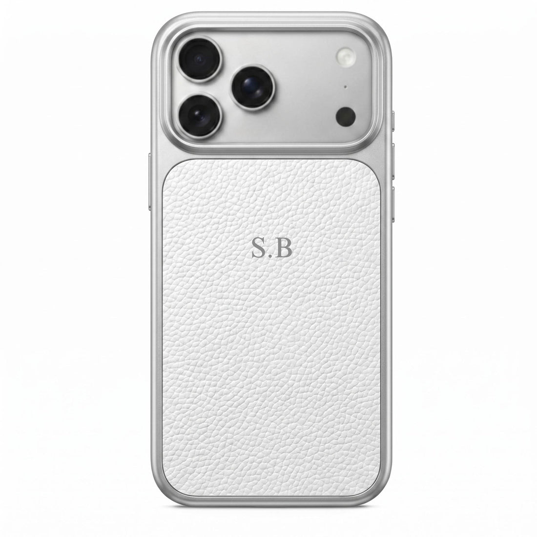 White Personalized iPhone Case With Leather