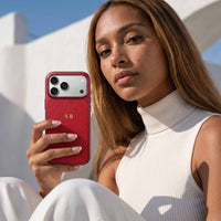 Red Personalized iPhone Case With Leather