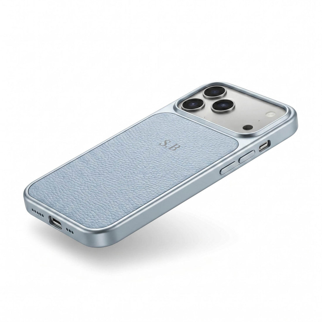 Blue Personalized iPhone Case With Leather