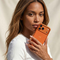 Orange Personalized iPhone Case With Leather
