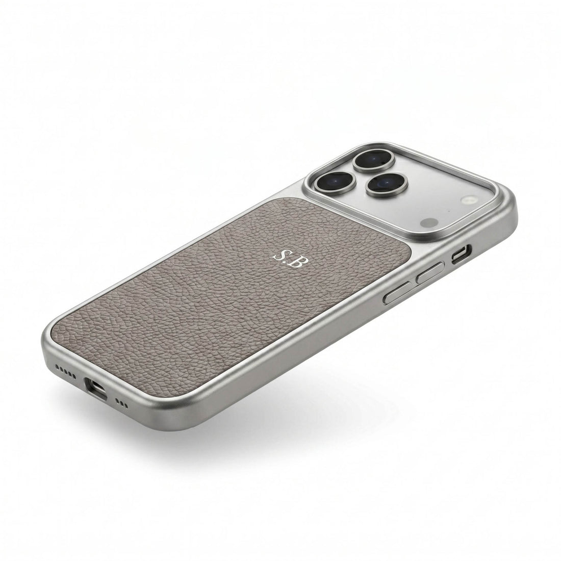 Gray Personalized iPhone Case With Leather