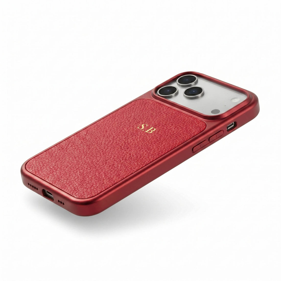 Red Personalized iPhone Case With Leather