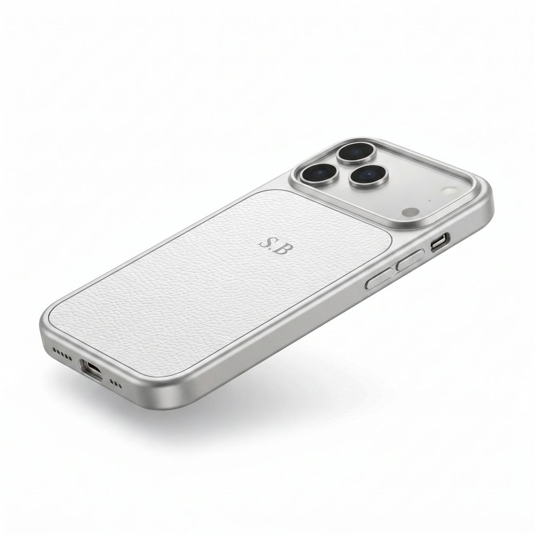 White Personalized iPhone Case With Leather