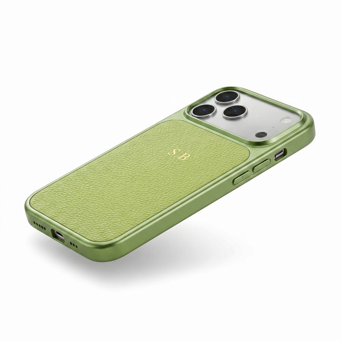 Green Personalized iPhone Case With Leather
