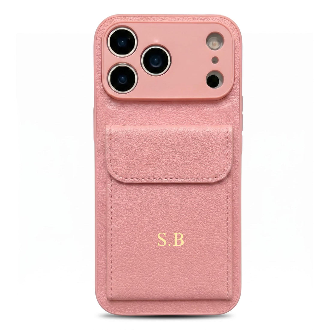 Pink Personalized Leather iPhone Case With Card Holder