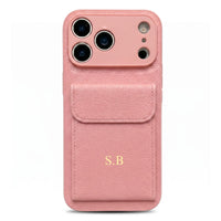 Pink Personalized Leather iPhone Case With Card Holder