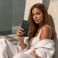Black Personalized Leather iPhone Case With Card Holder