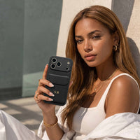 Black Personalized Leather iPhone Case With Card Holder