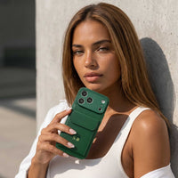 Green Personalized Leather iPhone Case With Card Holder